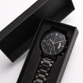Personalised Engraved Black Chronograph Watch - Custom Gift for Him
