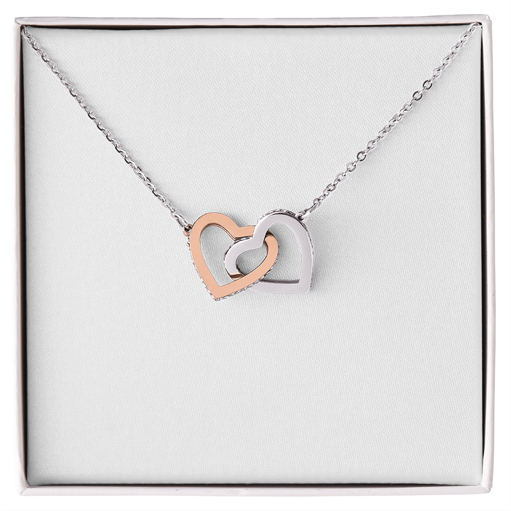 Interlocking Hearts Necklace ( Yellow Gold & White Gold Variants )