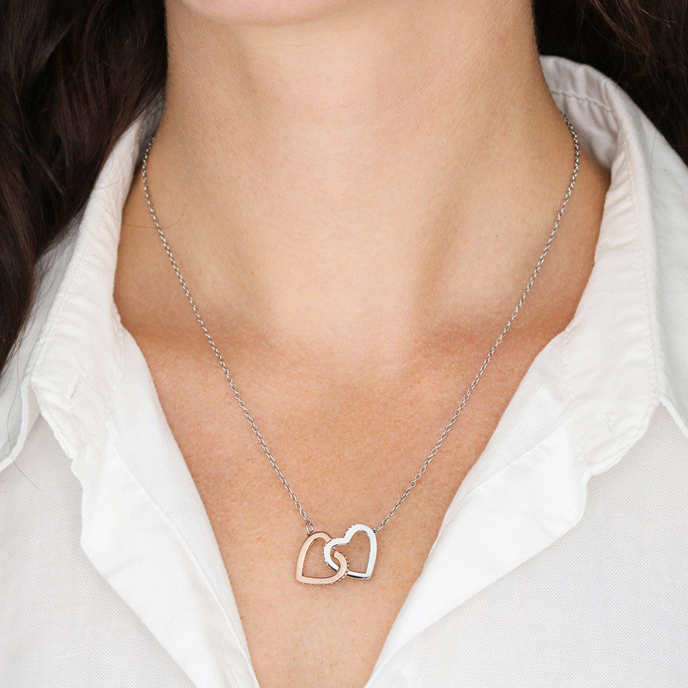 Interlocking Hearts Necklace ( Yellow Gold & White Gold Variants )