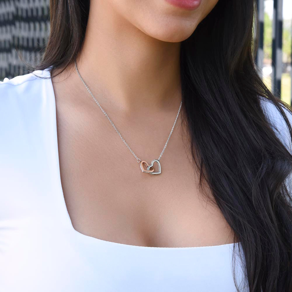 Interlocking Hearts Necklace ( Yellow Gold & White Gold Variants )