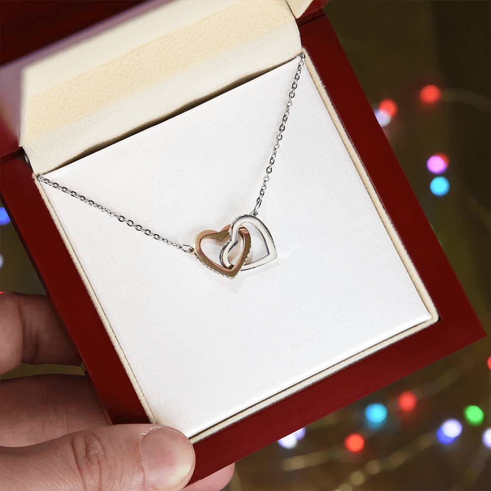 Interlocking Hearts Necklace ( Yellow Gold & White Gold Variants )