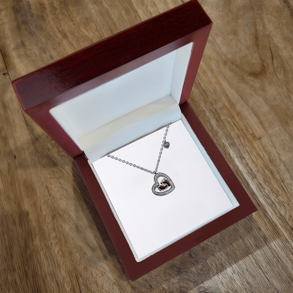 Baby Feet Heart Necklace