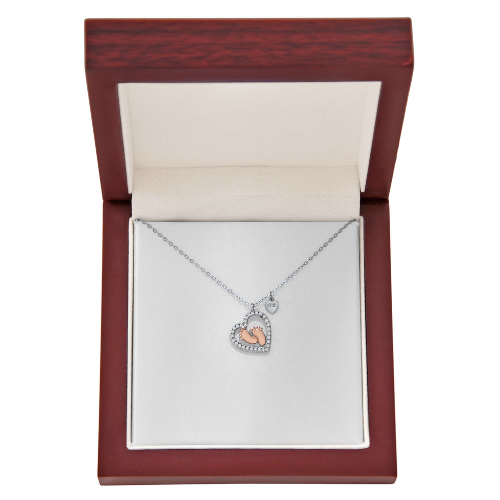 Baby Feet Heart Necklace