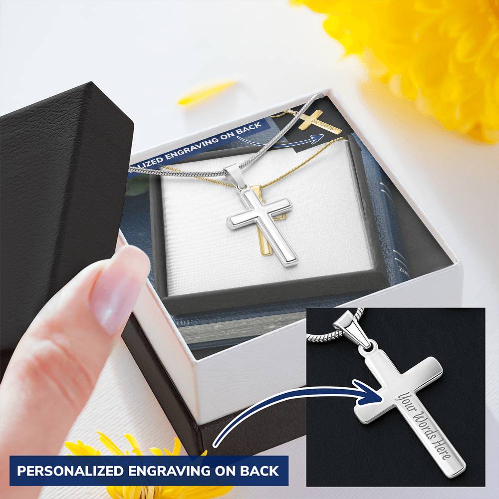 Personalised Cross Necklace with Snake Chain