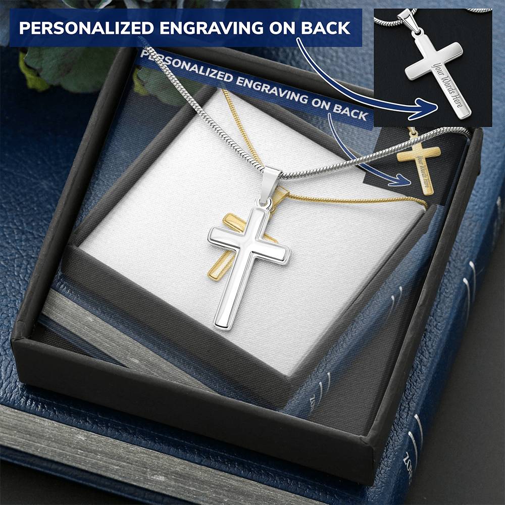 Personalised Cross Necklace with Snake Chain
