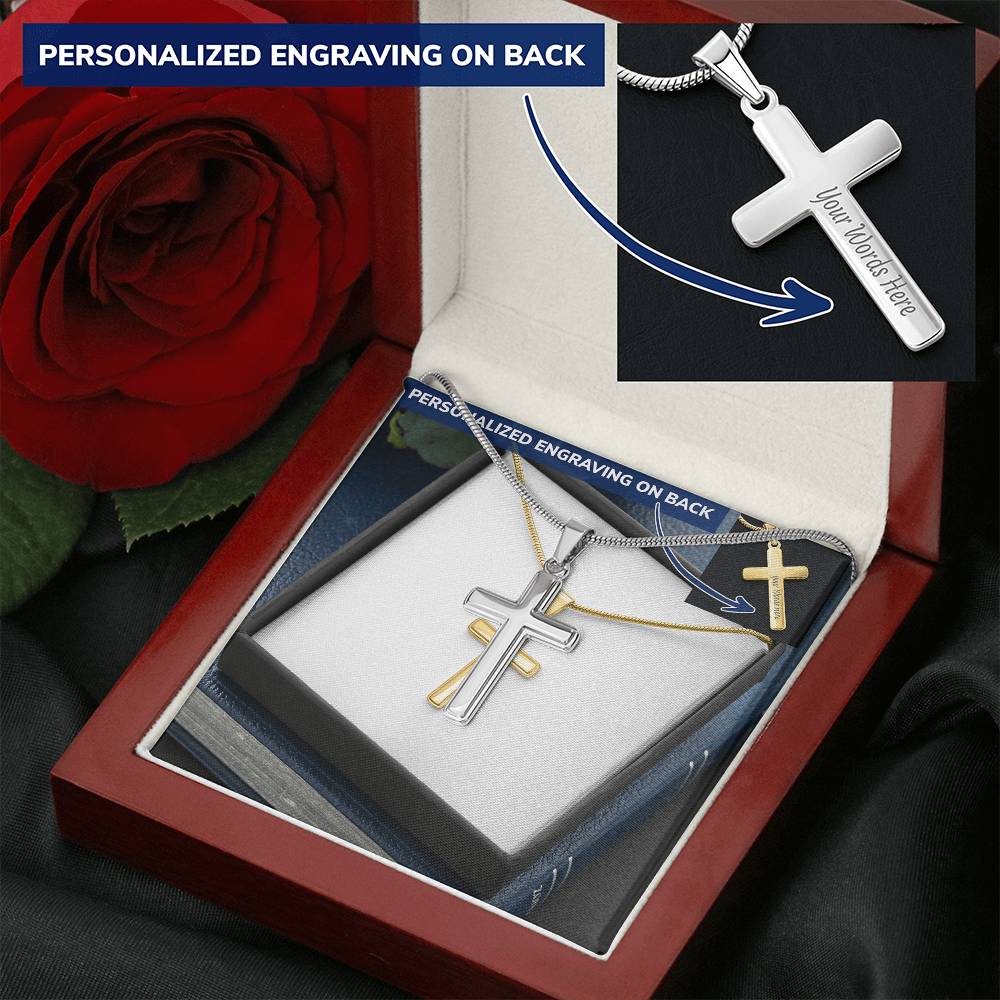 Personalised Cross Necklace with Snake Chain