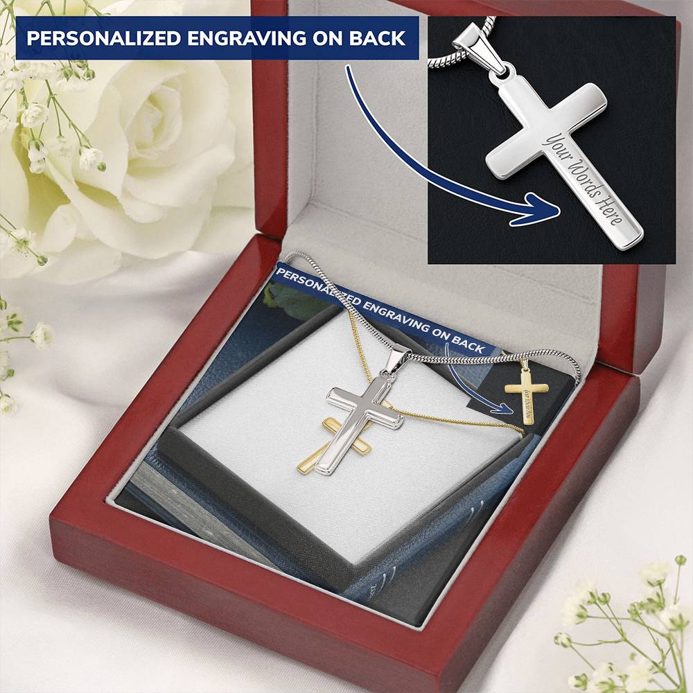 Personalised Cross Necklace with Snake Chain