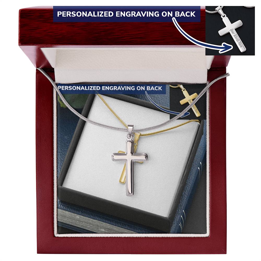 Personalised Cross Necklace with Snake Chain