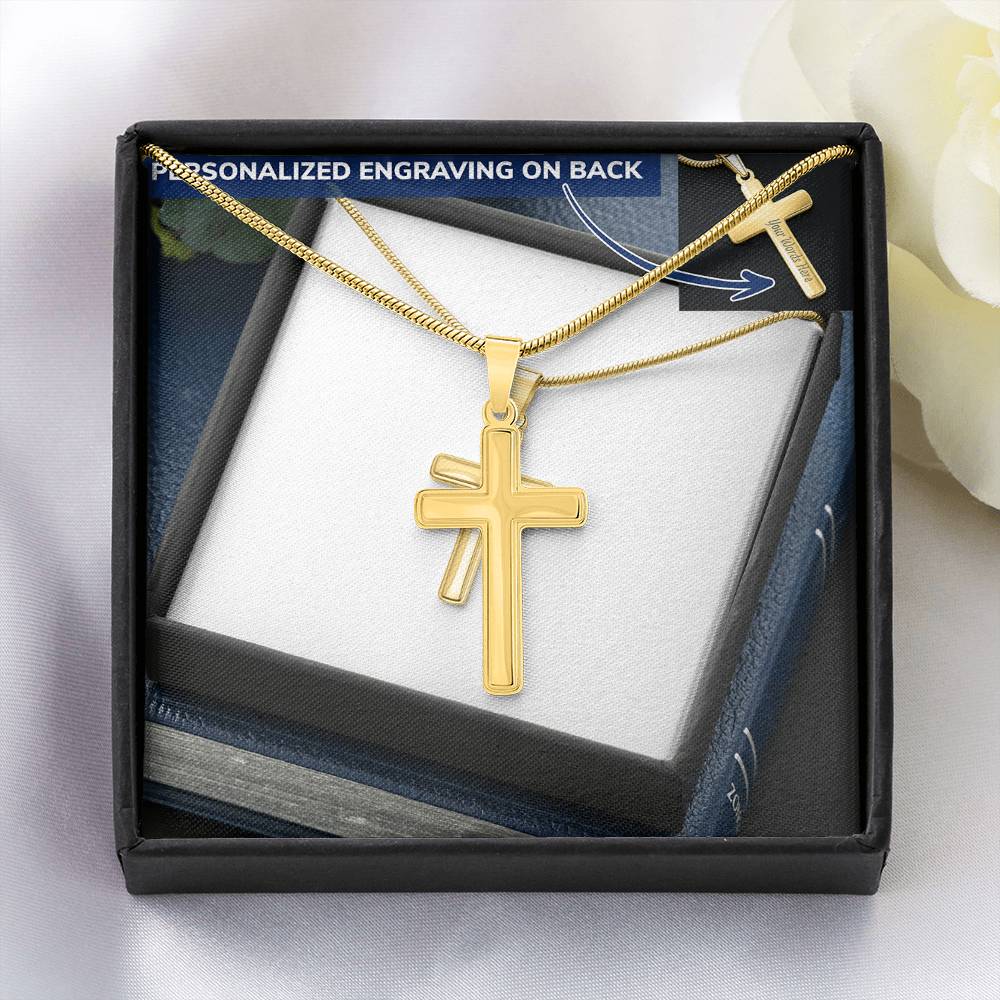 Personalised Cross Necklace with Snake Chain